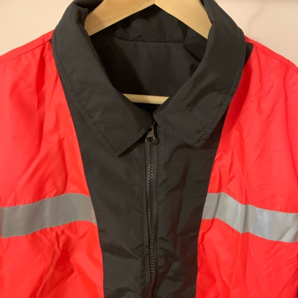 Black & Fluorescent Orange two-sided Bomber Jacket - Picture 5 of 6